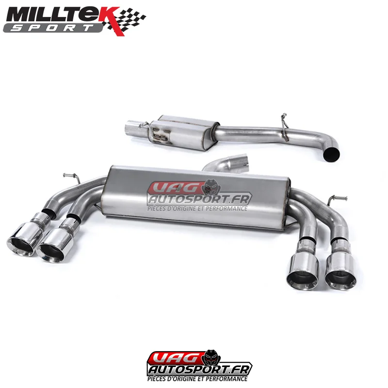 Demi-ligne (CatBack) – Avec TCR silencieux intermédiaire – Sans Valve sur le silencieux Arrière VW Golf MK7 R 2.0 TSI EA888.3 300cv – 76.2mm – SSXVW412 – Milltek - Saldi Straordinari – Offerte Speciali Disponibili Adesso