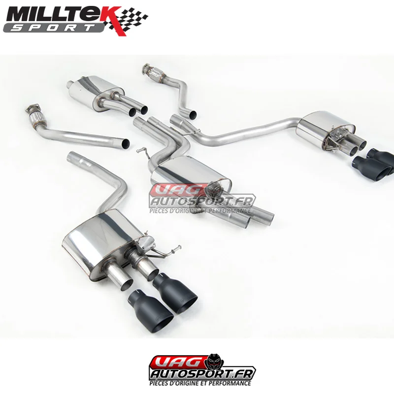 Demi-ligne (CatBack) – Avec silencieux Arrière – Sorties Quad GT100 Cerakote Black – Audi SQ5 3.0 TFSI Supercharged – (2013 – 2016) – SSXAU505 – Milltek - Saldi Straordinari – Offerte Speciali Disponibili Adesso Catback inox Audi A3 2.0 TFSI