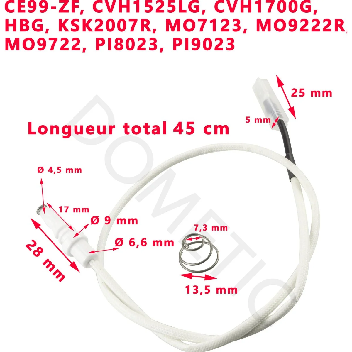 Une bougie ou partie de l’allumage électrique SMEV ou Dometic longueur 45 cm pour CE99-ZF, CVH1525LG, CVH1700G, HBG, KSK2007R, MO7123, MO9222R, MO9722, PI8023, PI9023 etc. - Accessoires Outdoor pour Plus de Liberté de Mouvement Bougie vélomoteur : indice thermique, filetage et codes