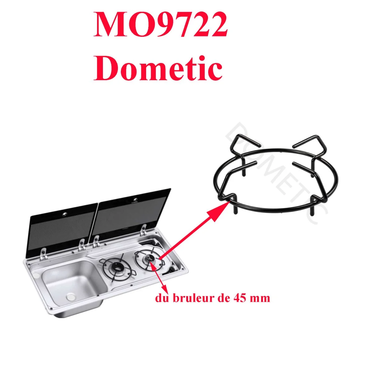 Dometic, grille du petit bruleur 45 mm droite pour les combis évier et gazinière deux feux MO9722 - Accessoires Outdoor pour Plus de Liberté de Mouvement - {'count': 1, 'name': 'Bricolage'}