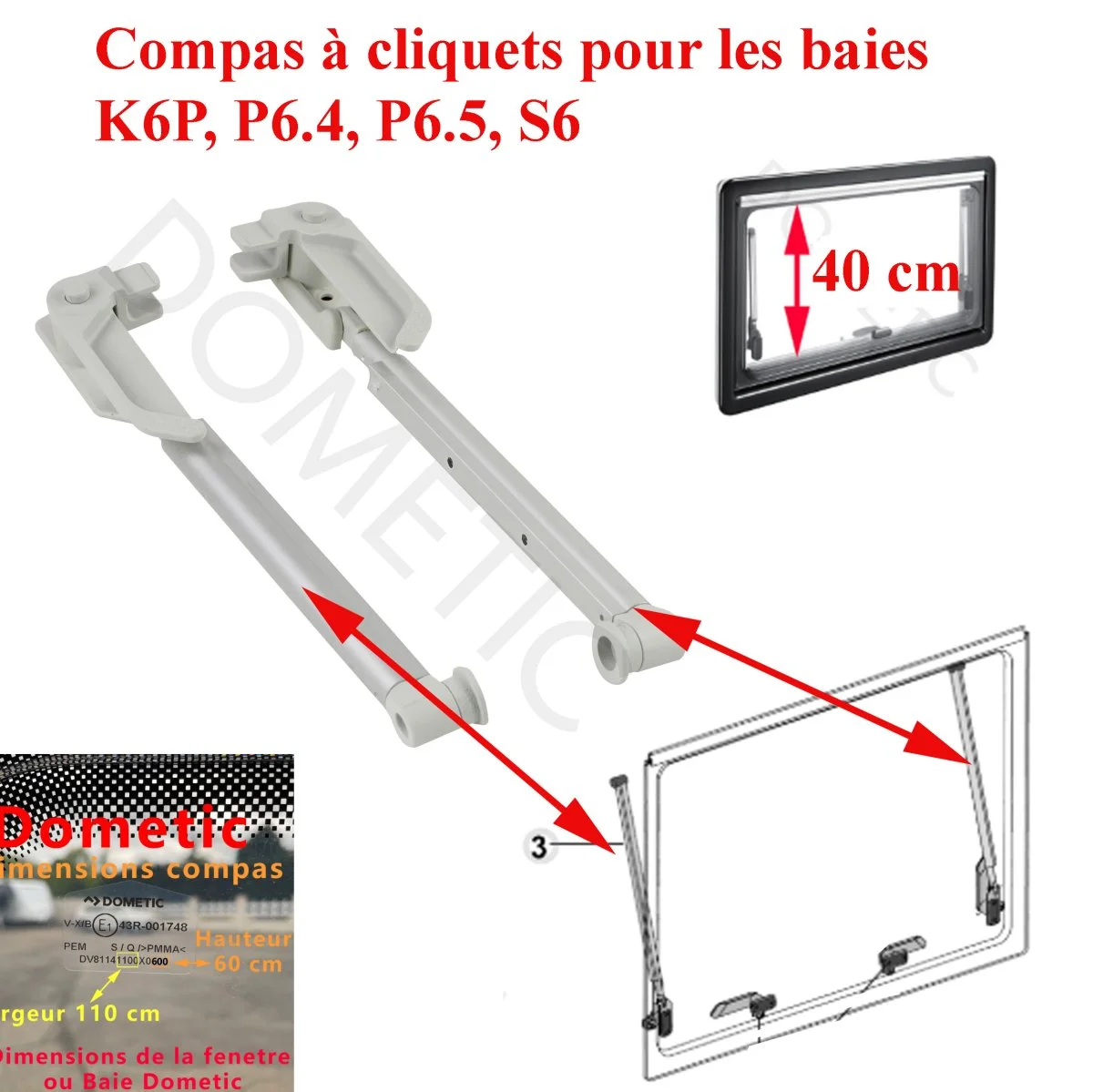 Seitz, 2 compas Limiteur à cliquets avec poignées pour des Baies d’une hauteur 400 mm ou des fenêtres: K6P, P6.4, P6.5, S6 - Accessoires Outdoor pour Plus de Liberté de Mouvement