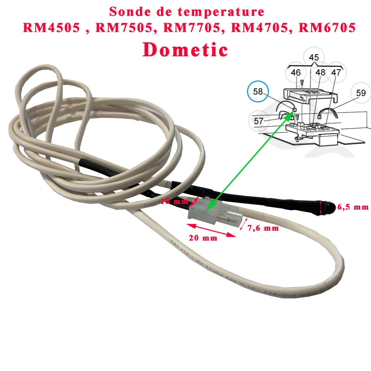 Dometic, sonde de temperature des refrigerateurs : RM4505, RM4705, RM6705, RM7505 - Accessoires Cyberpieces Outdoor pour Plus de Liberté de Mouvement