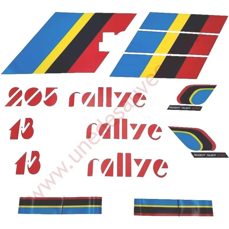 AUTOCOLLANTS STICKERS BANDES PTS LOGOS PEUGEOT 205 RALLYE 1.3 KIT COMPLET - Saldi Straordinari – Vinyle Offerte Speciali Disponibili Adesso