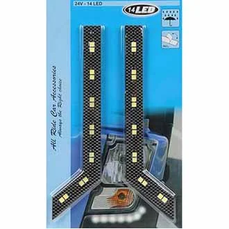 Paire de feu de jour carbone adhésif carbone, comportant 14 leds blanc 12V ou 24V - Accessoires Outdoor pour Plus de Liberté de Mouvement