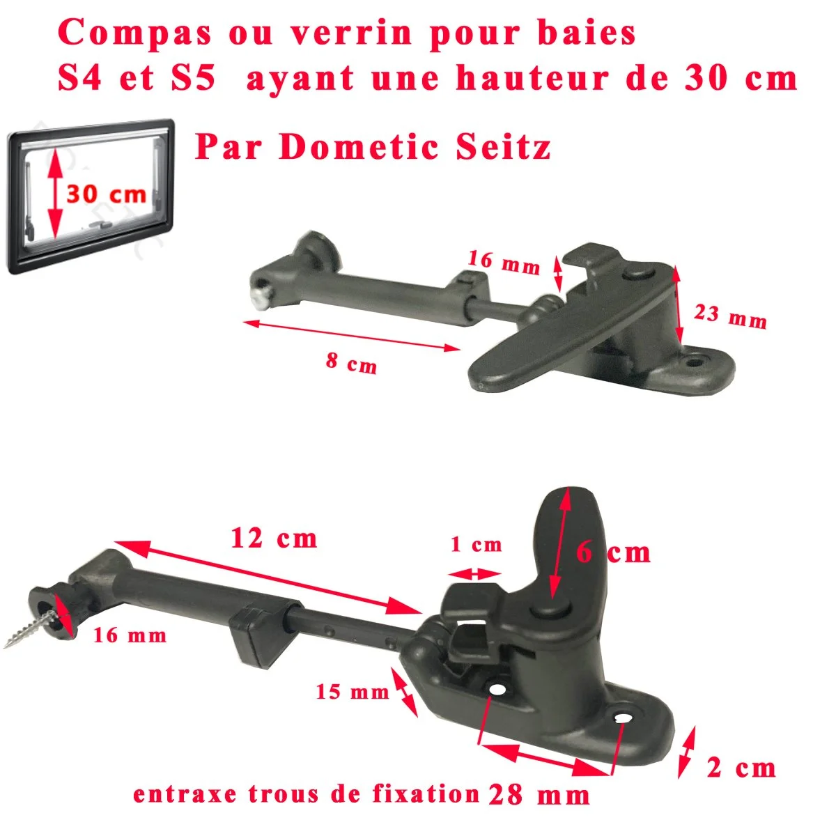 Seitz Dometic paire compas poignée cliquets vérins poignée baies S4 hauteur cm Dometic Seitz Accessoires Outdoor Liberté Mouvement