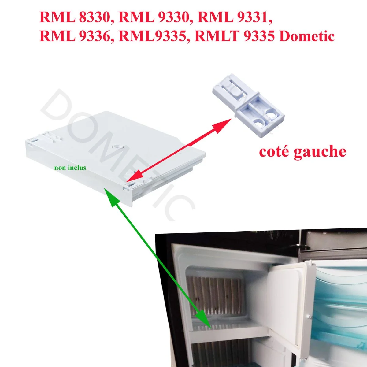 Dometic, clips de maintient de la plaque inférieure gauche du compartiment congélateur RML 8330, RML 9330, RML 9331, RML 9336, RML9335, RMLT 9335 - Accessoires Outdoor pour Plus de Liberté de Mouvement - {'count': 2, 'name': 'ARTIPLASTIC'}