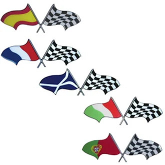 Drapeaux croisés autocollants 25,5 x 9 cm damier + pays au choix - Accessoires Outdoor pour Plus de Liberté de Mouvement - {'count': 2, 'name': 'coutures'}