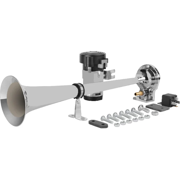 Klaxon Corne de brume, chromé une trompe 12V ou 24V à compresseur - Accessoires Outdoor pour Plus de Liberté de Mouvement - {'count': 1, 'name': 'club'}