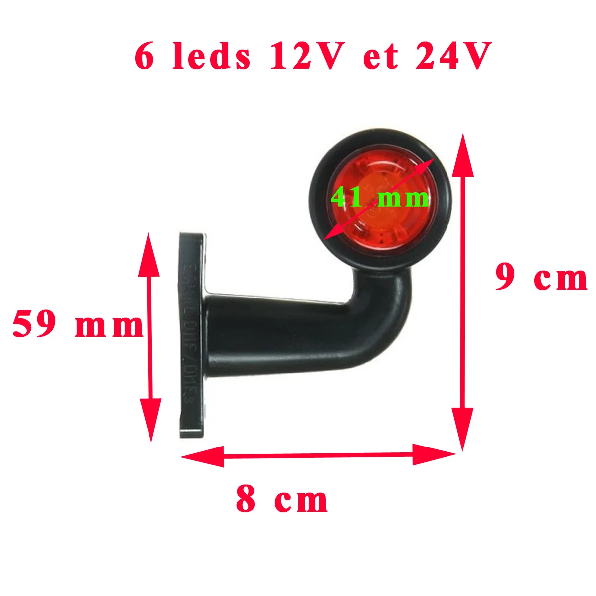 Feu gabarit coudé petit cm rouge blanc leds DROITE GAUCHE Accessoires Outdoor Liberté Mouvement